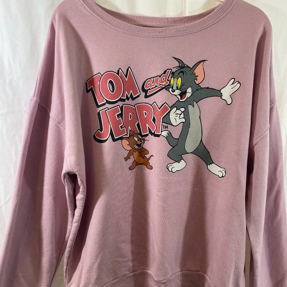 Tom and Jerry (TM) Tops - Tom and Jerry Pink Long Sleeve Pullover Sweatshirt EUC Women's Size XXL